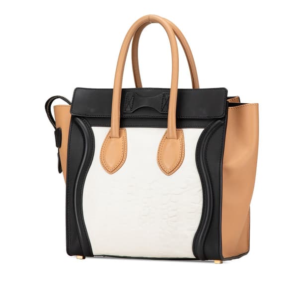 Pre-owned Celine Mini Tricolor Leather Luggage Tote Brown