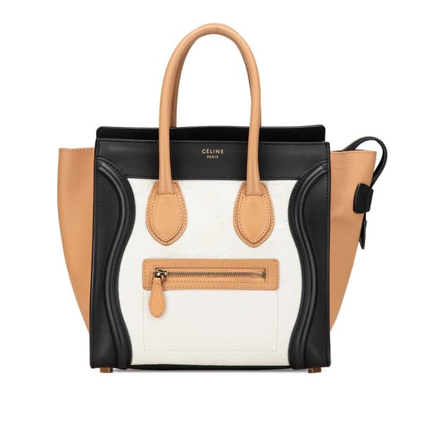 Pre-owned Celine Mini Tricolor Leather Luggage Tote Brown