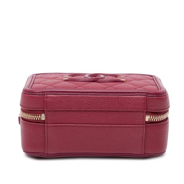 Pre-owned Chanel Small Caviar Filigree Vanity Case Red