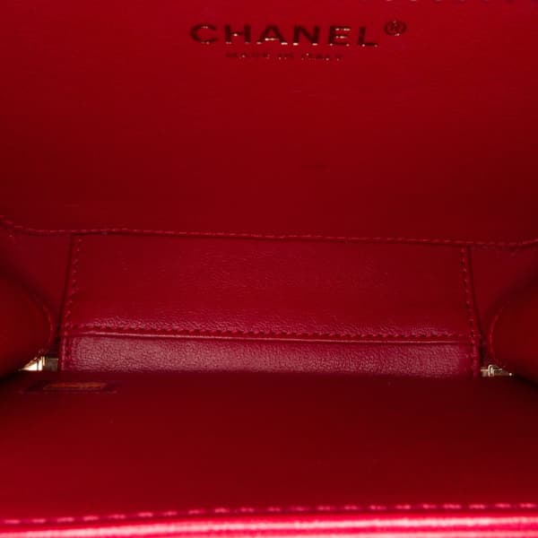 Pre-owned Chanel Small Caviar Filigree Vanity Case Red