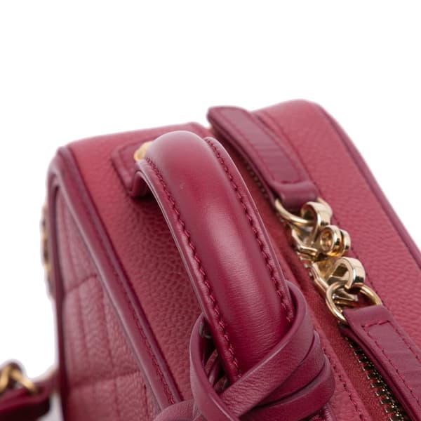 Pre-owned Chanel Small Caviar Filigree Vanity Case Red