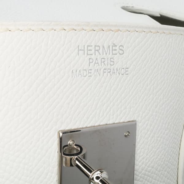 Pre-owned Hermès Togo Birkin Retourne 35 White