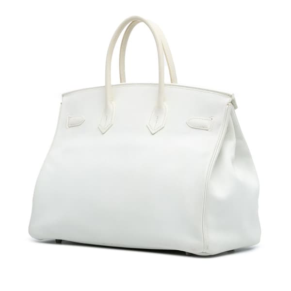 Pre-owned Hermès Togo Birkin Retourne 35 White