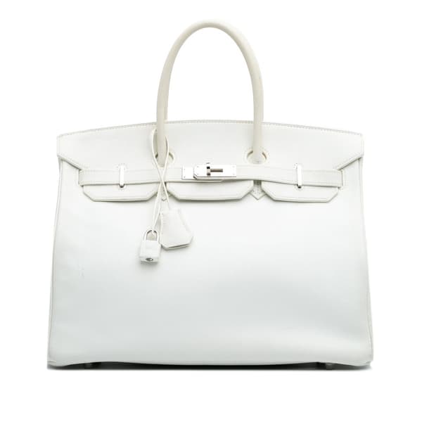 Pre-owned Hermès Togo Birkin Retourne 35 White