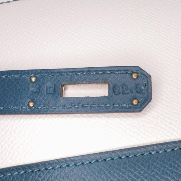 Pre-owned Hermès Bicolor Epsom Kelly Flag Sellier 35 Blue