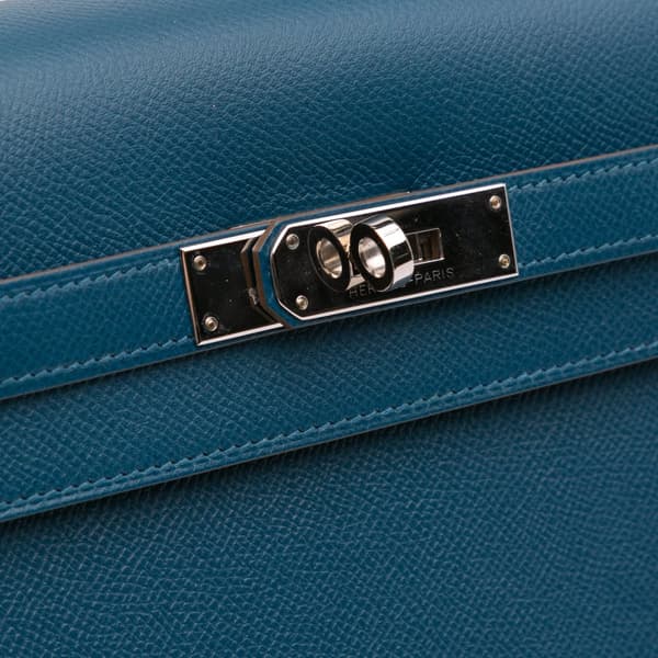 Pre-owned Hermès Bicolor Epsom Kelly Flag Sellier 35 Blue