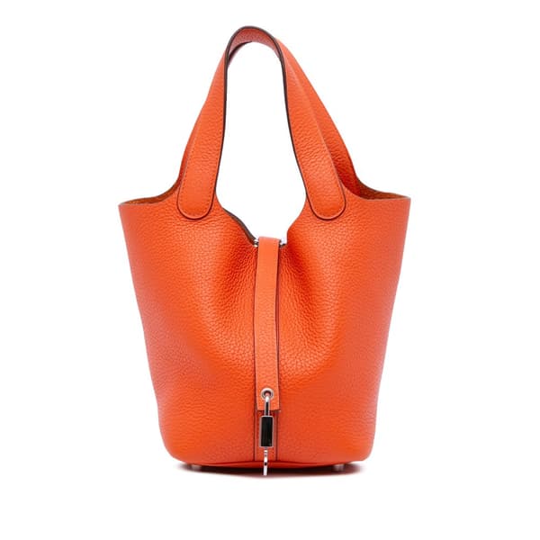 Pre-owned Hermès Clemence Picotin Lock 18 Orange
