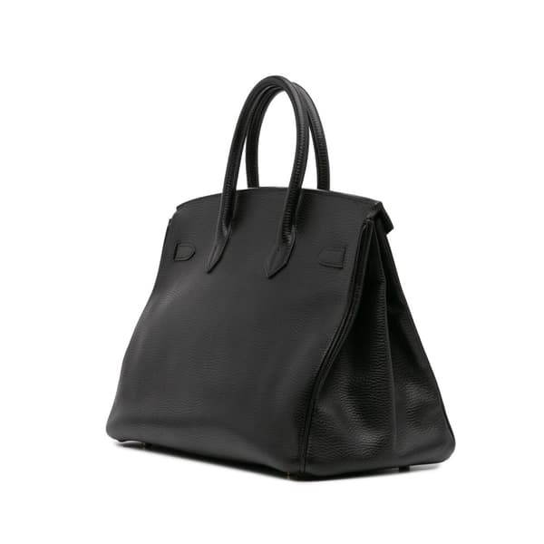 Pre-owned Hermès Clemence Birkin Retourne 35 Black