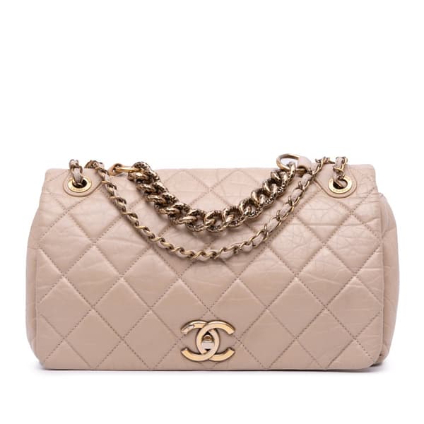 Pre-owned Chanel Medium Quilted Aged Calfskin Pondichery Flap Brown