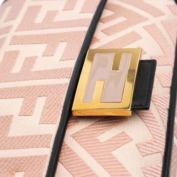 Pre-owned Fendi Zucca Embroidered Canvas Baguette Satchel Pink
