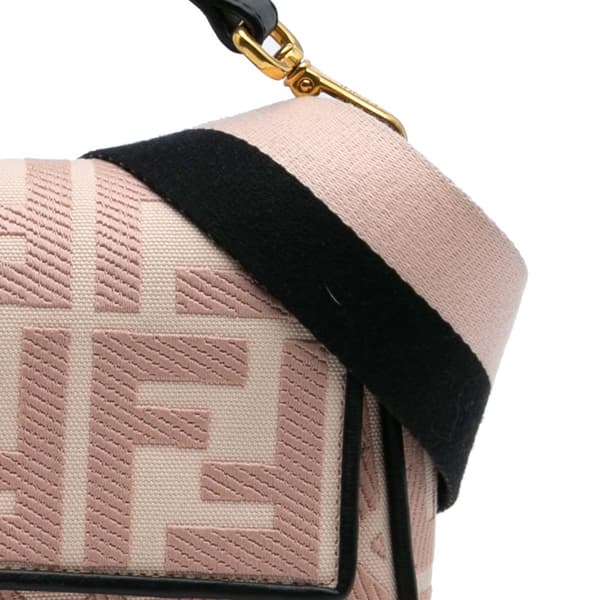 Pre-owned Fendi Zucca Embroidered Canvas Baguette Satchel Pink