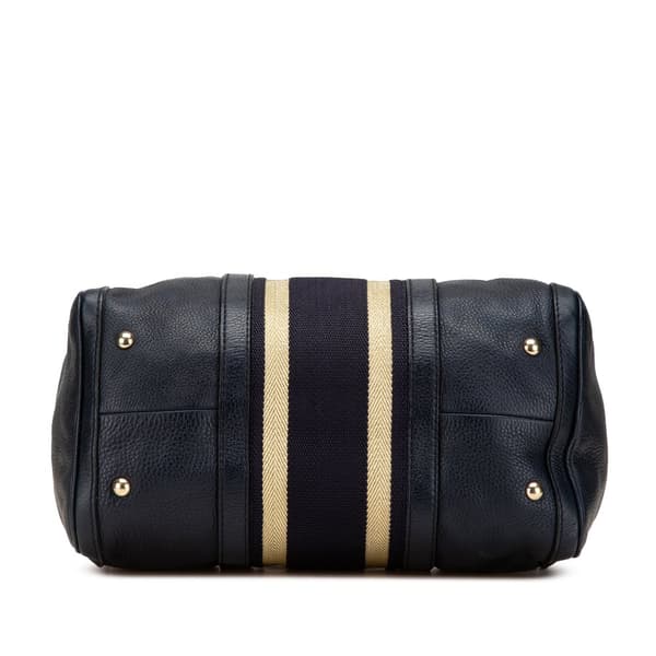 Pre-owned Gucci Calfskin Web Joy Boston Bag Blue
