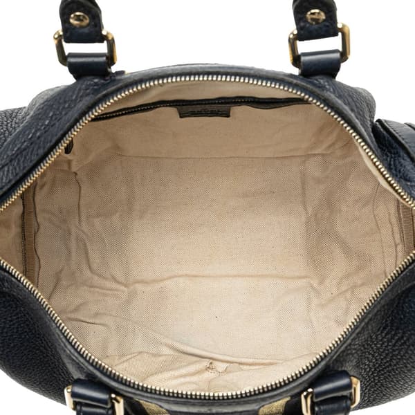 Pre-owned Gucci Calfskin Web Joy Boston Bag Blue