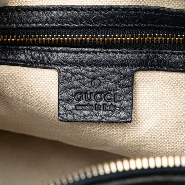 Pre-owned Gucci Calfskin Web Joy Boston Bag Blue