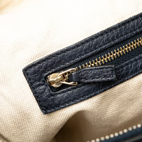 Pre-owned Gucci Calfskin Web Joy Boston Bag Blue