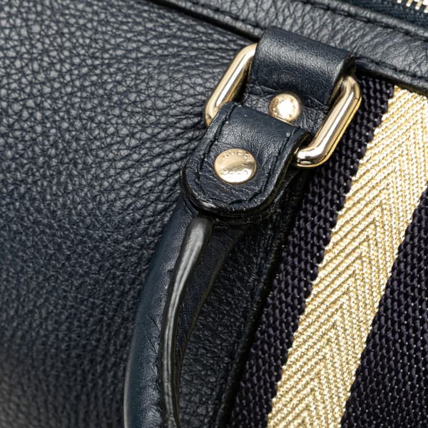 Pre-owned Gucci Calfskin Web Joy Boston Bag Blue