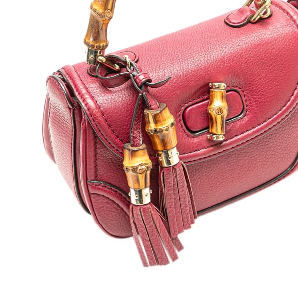 Pre-owned Gucci Small Leather New Bamboo Satchel Red