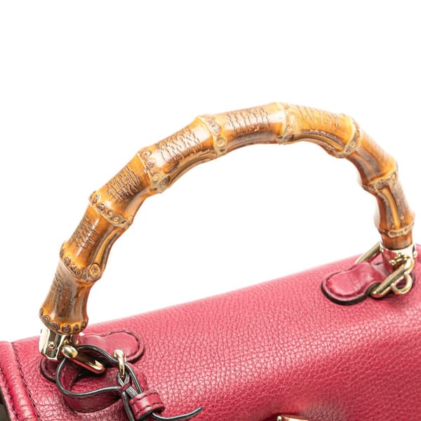 Pre-owned Gucci Small Leather New Bamboo Satchel Red