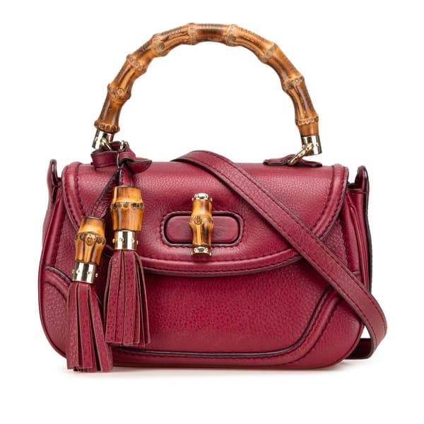 Pre-owned Gucci Small Leather New Bamboo Satchel Red