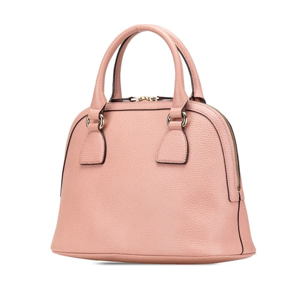 Pre-owned Gucci Small Dollar Calfskin GG Charm Dome Satchel Pink