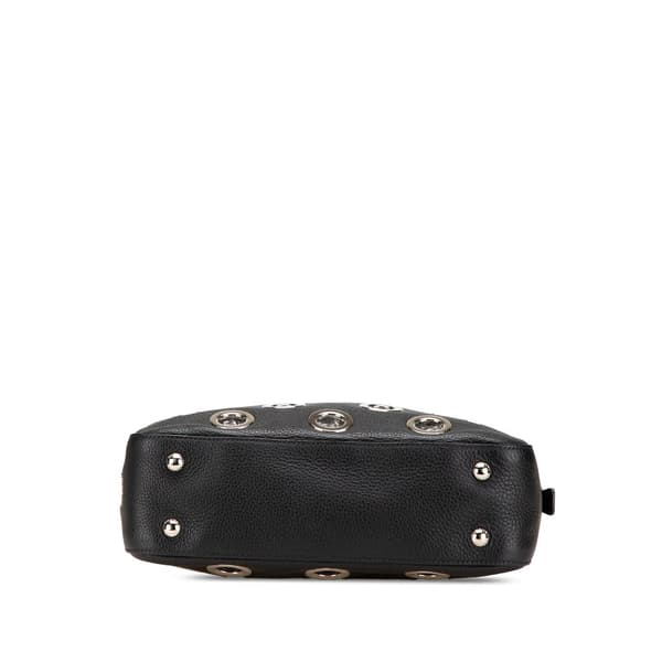 Pre-owned Prada Vitello Daino Grommet Chain Handbag Black