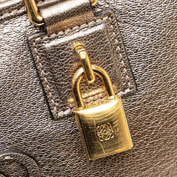 Pre-owned LOEWE Metallic Goatskin Amazona 28 Brown