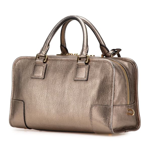 Pre-owned LOEWE Metallic Goatskin Amazona 28 Brown