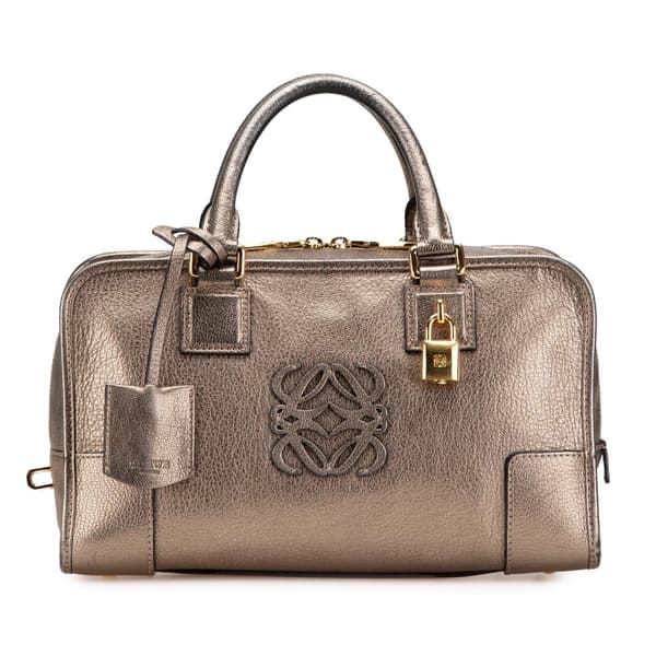 Pre-owned LOEWE Metallic Goatskin Amazona 28 Brown