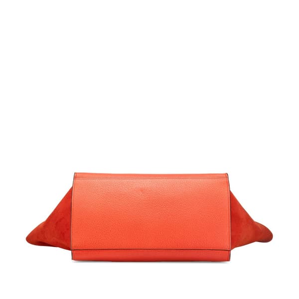 Pre-owned Celine Small Leather Trapeze Satchel Orange
