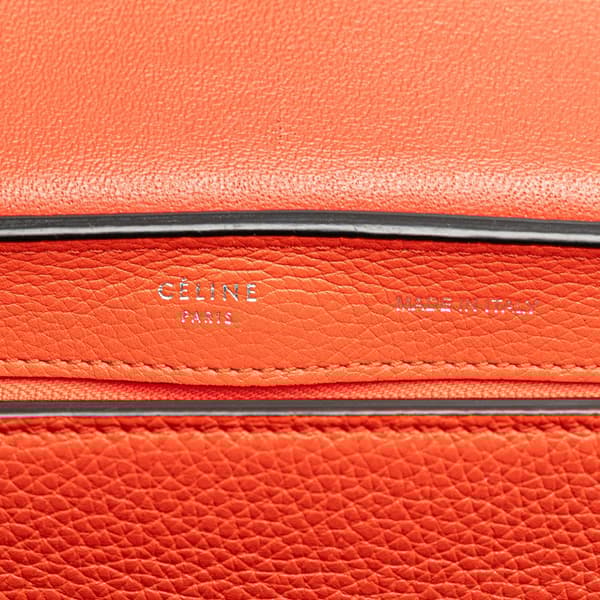 Pre-owned Celine Small Leather Trapeze Satchel Orange