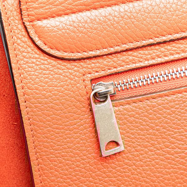 Pre-owned Celine Small Leather Trapeze Satchel Orange