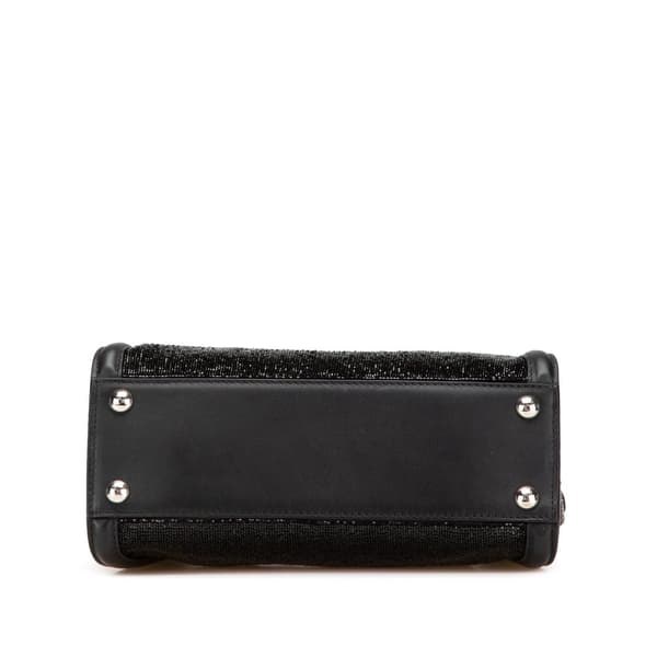 Pre-owned Fendi Mini Leather Beaded Peekaboo Iconic Black