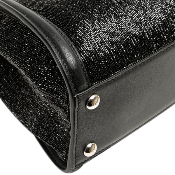 Pre-owned Fendi Mini Leather Beaded Peekaboo Iconic Black