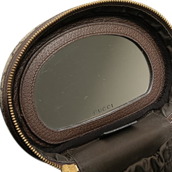 Pre-owned Gucci GG Supreme Web Ophidia Vanity Bag Brown
