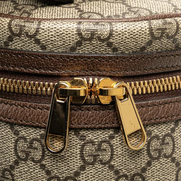 Pre-owned Gucci GG Supreme Web Ophidia Vanity Bag Brown