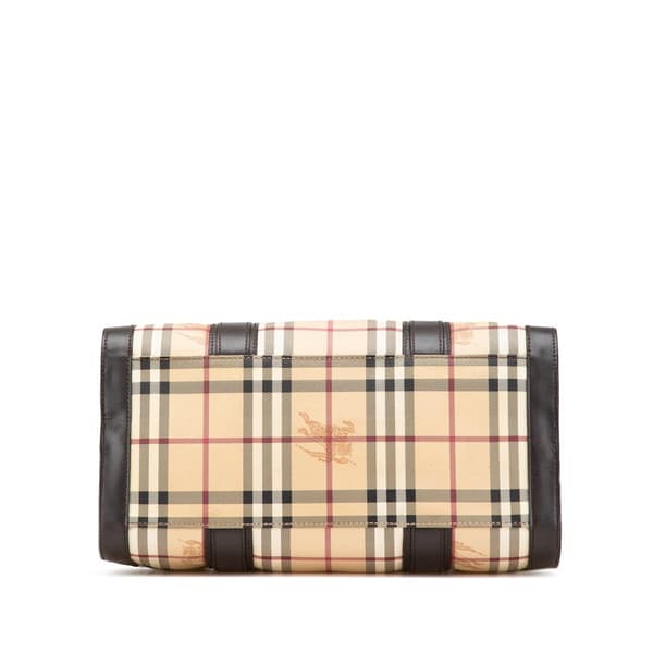 Pre-owned Burberry Haymarket Check Coated Canvas Alchester Bowling Bag Brown