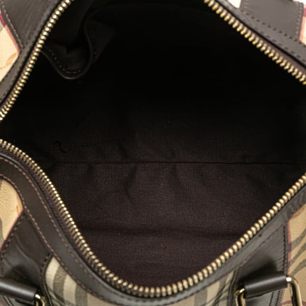 Pre-owned Burberry Haymarket Check Coated Canvas Alchester Bowling Bag Brown