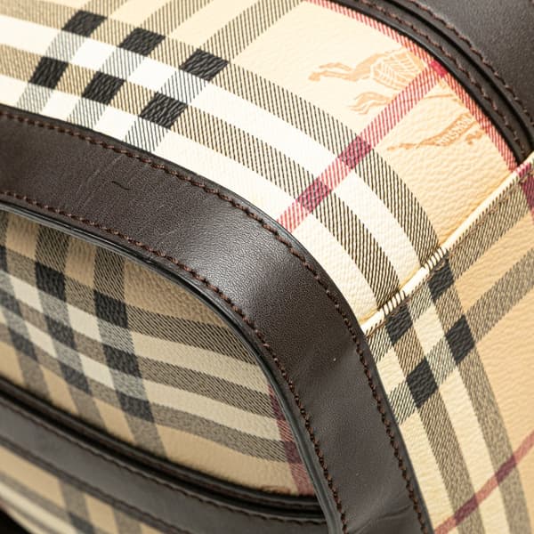 Pre-owned Burberry Haymarket Check Coated Canvas Alchester Bowling Bag Brown
