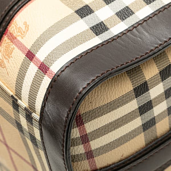 Pre-owned Burberry Haymarket Check Coated Canvas Alchester Bowling Bag Brown
