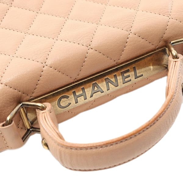 Pre-owned Chanel Large Quilted Goatskin Rita Top Handle Flap Brown