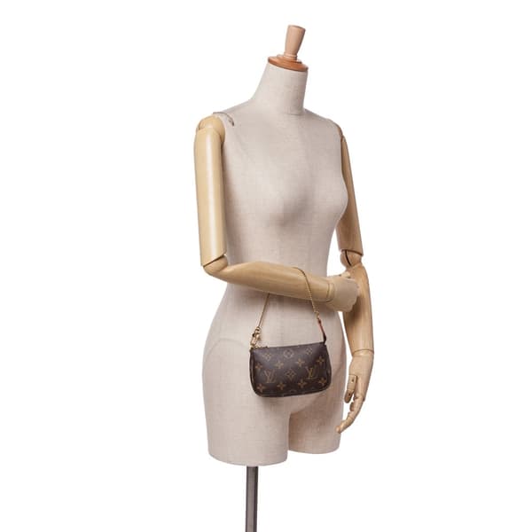 Pre-owned Louis Vuitton Monogram Mini Pochette Accessoires Brown