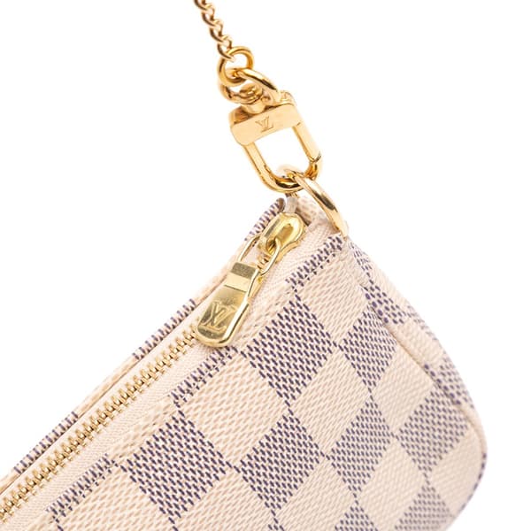 Pre-owned Louis Vuitton Damier Azur Mini Pochette Accessoires White