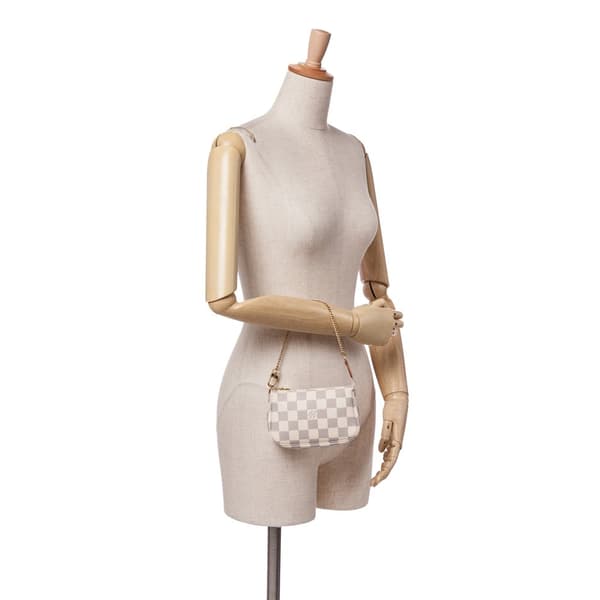 Pre-owned Louis Vuitton Damier Azur Mini Pochette Accessoires White