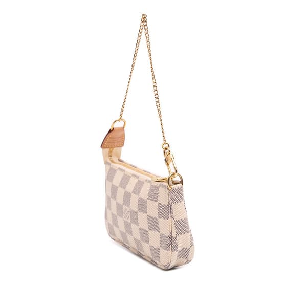 Pre-owned Louis Vuitton Damier Azur Mini Pochette Accessoires White