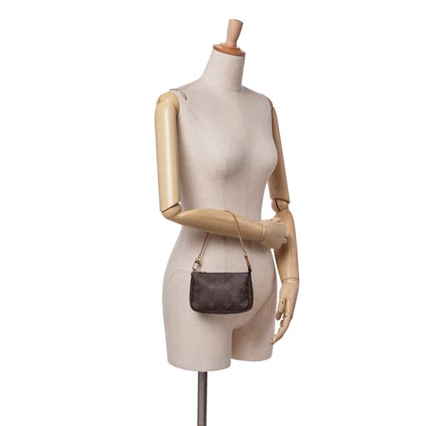 Pre-owned Louis Vuitton Monogram Mini Pochette Accessoires Brown