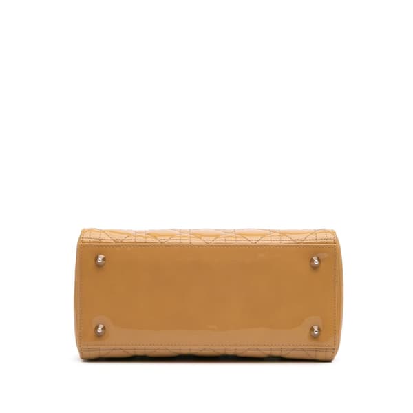Pre-owned Dior Medium Patent Cannage Lady Dior Brown