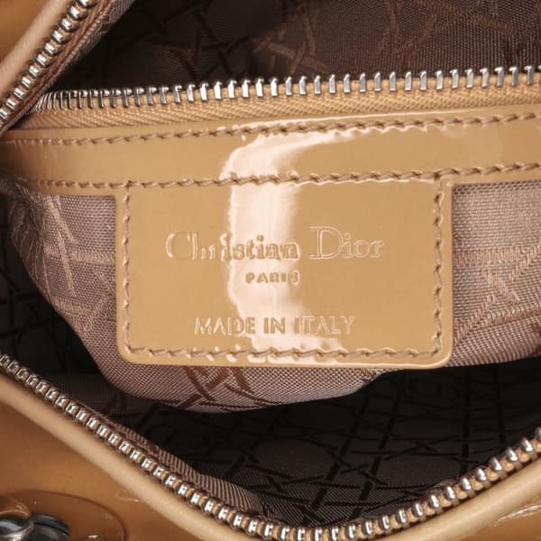 Pre-owned Dior Medium Patent Cannage Lady Dior Brown