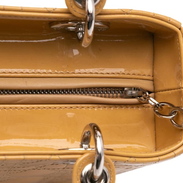 Pre-owned Dior Medium Patent Cannage Lady Dior Brown