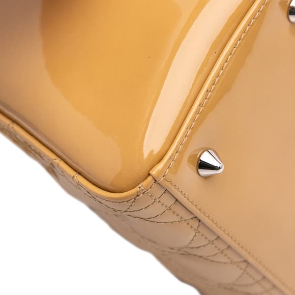 Pre-owned Dior Medium Patent Cannage Lady Dior Brown