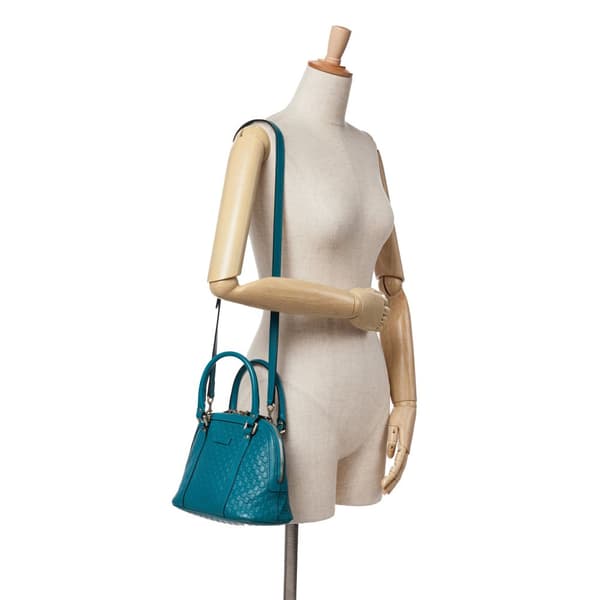 Pre-owned Gucci Mini Microguccissima Dome Satchel Blue